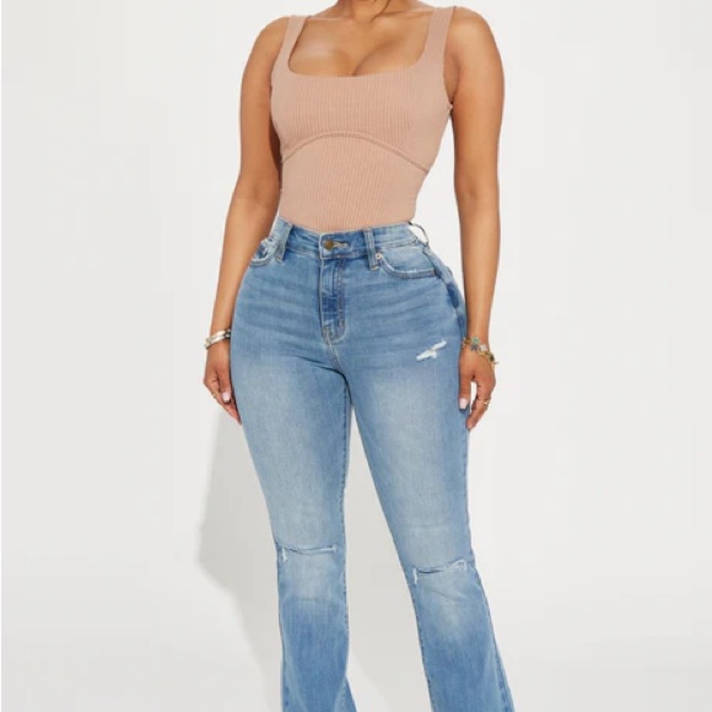 Fashion Nova Light Blue Distressed Jeans